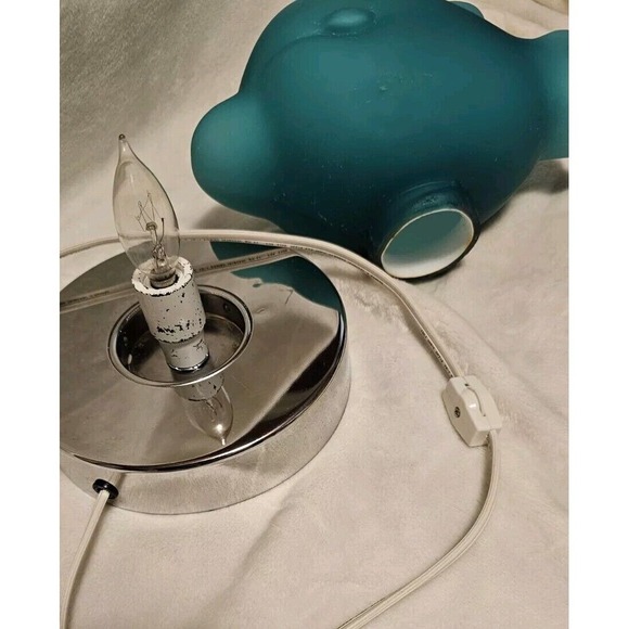 Unique Rare Vintage Hand Blown Fish Shape Lamp Teal Green Ikea